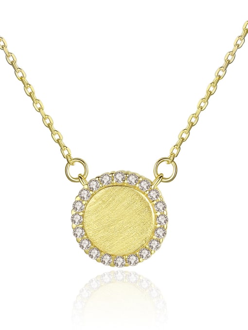 CCUI 925 Sterling Silver With Cubic Zirconia Simplistic Round Necklaces
