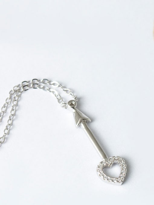 SILVER MI S925 Silver Heart -shape Zircons Necklace 1