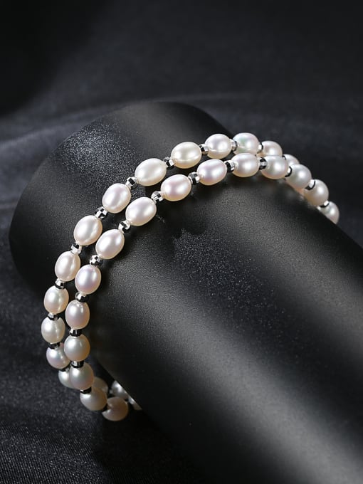 CCUI Pure Silver Freshwater Pearl double Bracelet 0