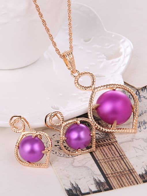 BESTIE 2018 Alloy Imitation-gold Plated Fashion Artificial Stones Heart-shaped Two Pieces Jewelry Set 1