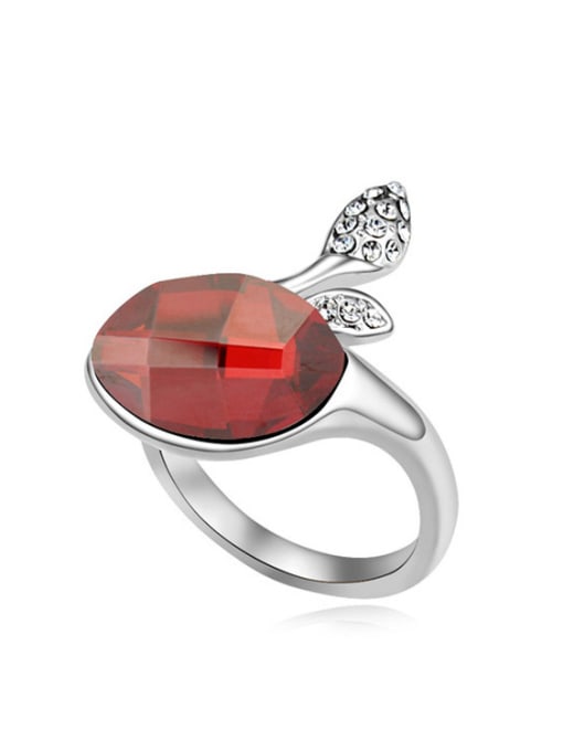 red Simple Oval austrian Crystal-accented Alloy Ring