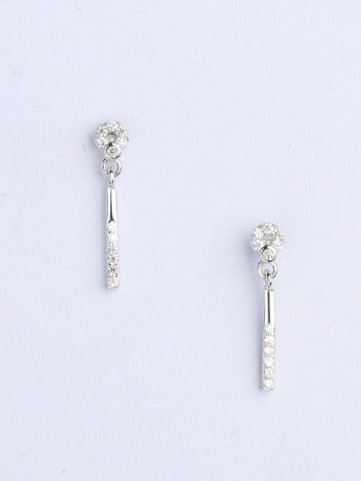 One Silver Simple Cubic Tiny Zirconias 925 Silver Stud Earrings 0