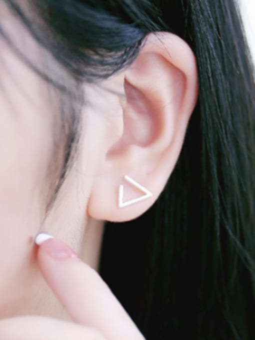 Peng Yuan Simple Triangle-shaped Silver Stud Earrings 1