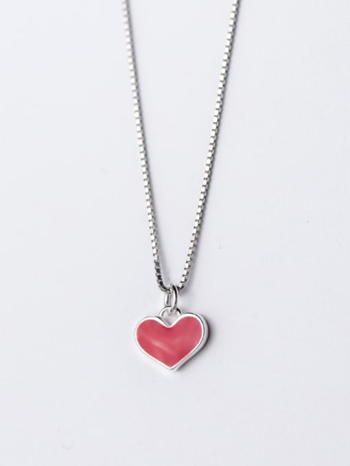 red Lovely Red Heart Shaped S925 Silver Glue Pendant