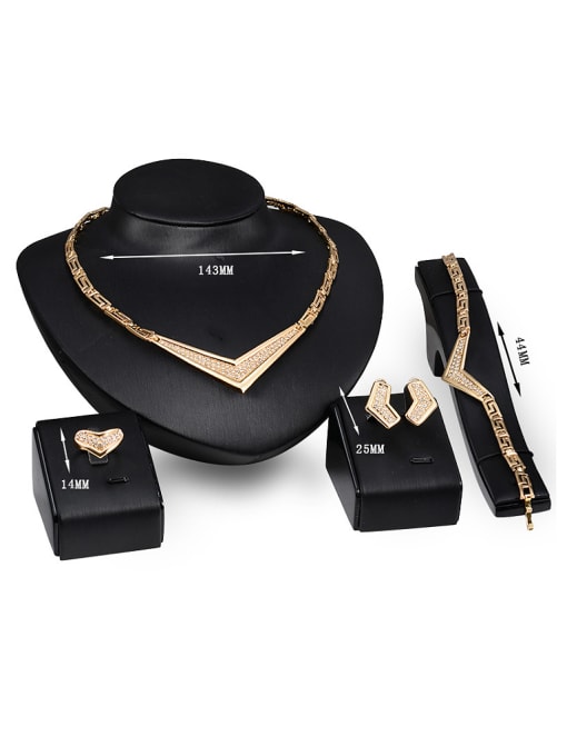 BESTIE 2018 2018 2018 2018 2018 Alloy Imitation-gold Plated Fashion Rhinestones Four Pieces Jewelry Set 2