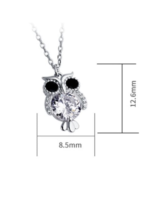 Dan 925 Sterling Silver With Cubic Zirconia Cute Animal owl Necklaces 2