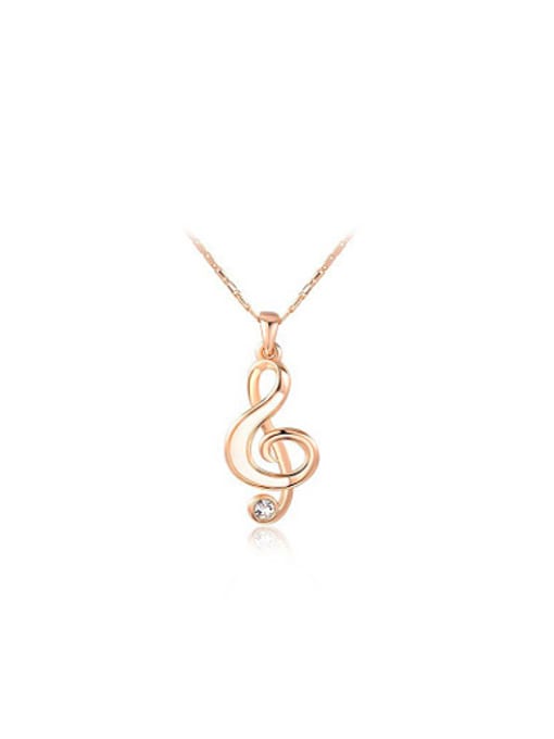 Rose Gold All-match Note Shaped Austria Crystal Necklace