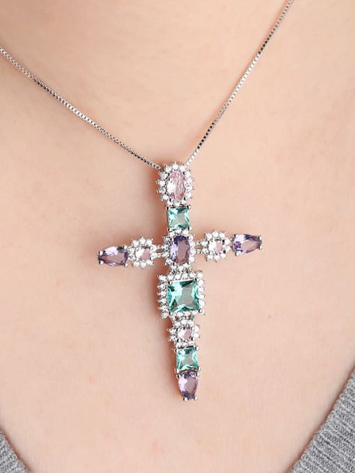 ROSS Copper With  Glass stone Fashion Cross Necklaces 1