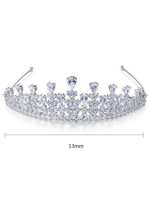 BLING SU Copper inlay AAA zircon bride luxury crown hair accessory 3