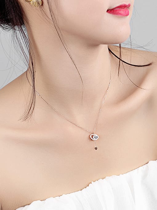 Open Sky Simple Heart Rose Gold Plated Titanium Necklace 1