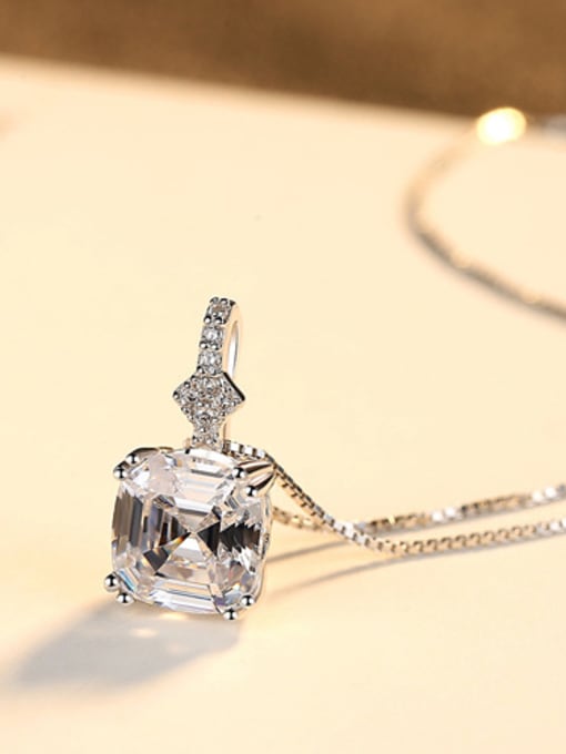 White Sterling silver shining semi-precious stones necklace