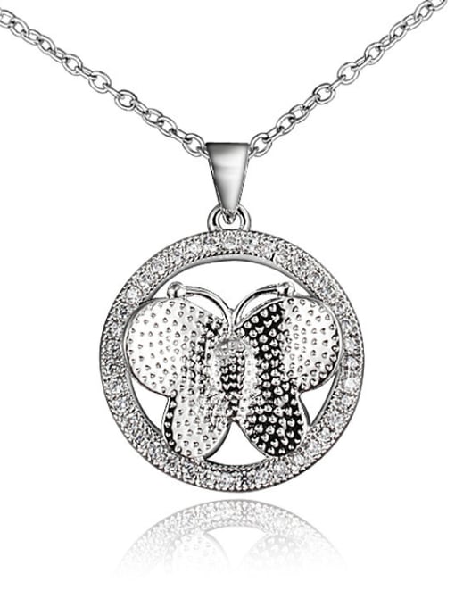 SANTIAGO Delicate Platinum Plated Butterfly Shaped Zircon Necklace