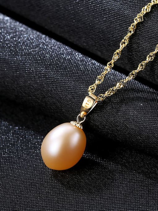 Pink Sterling silver natural freshwater pearl necklace