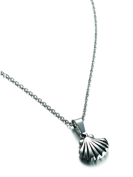 CONG Temperament Shell Shaped Silver Plated Stainless Steel Necklace 0