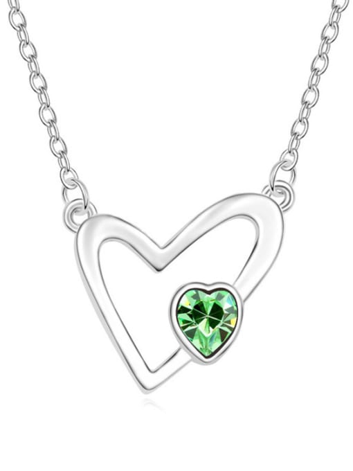 QIANZI Simple Hollow Heart Pendant Cubic austrian Crystal Alloy Necklace 1