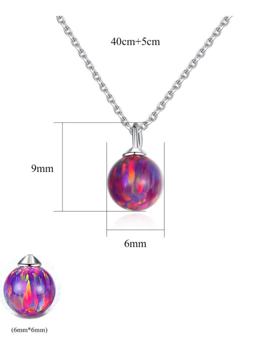 CCUI 925 Sterling Silver With multicolor opal simple  Ball Necklaces 4