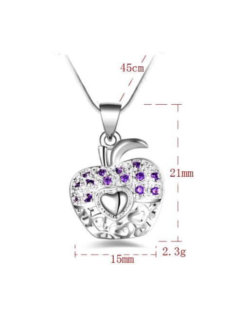 Ya Heng Personalized Shiny Zirconias Apple Pendant Copper Necklace 4