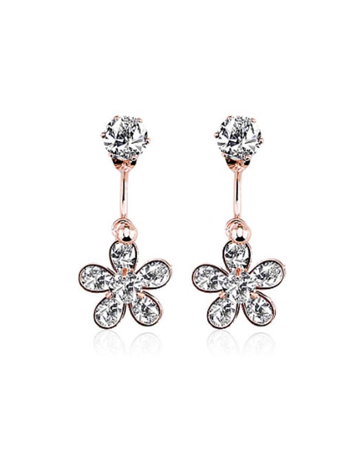 White Women 18K Rose Gold Flower-shaped AAA Zircon stud Earring