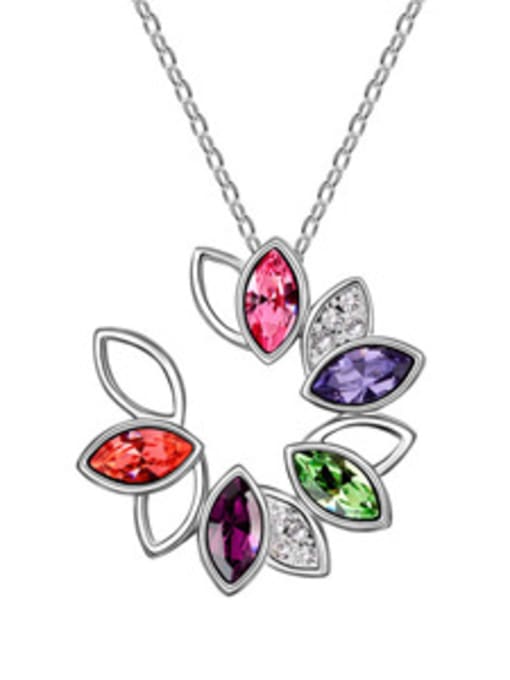 multi-color Fashion Marquise austrian Crystals Pendant Alloy Necklace