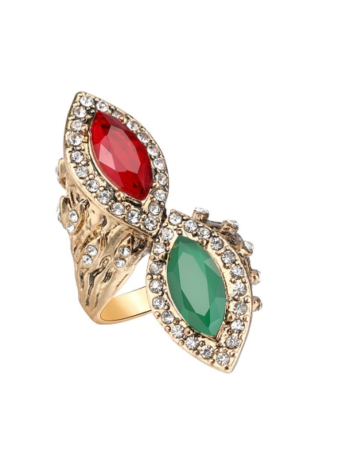 Gujin Personalized Retro style Gold Plated Oval Resin stones Ring 0