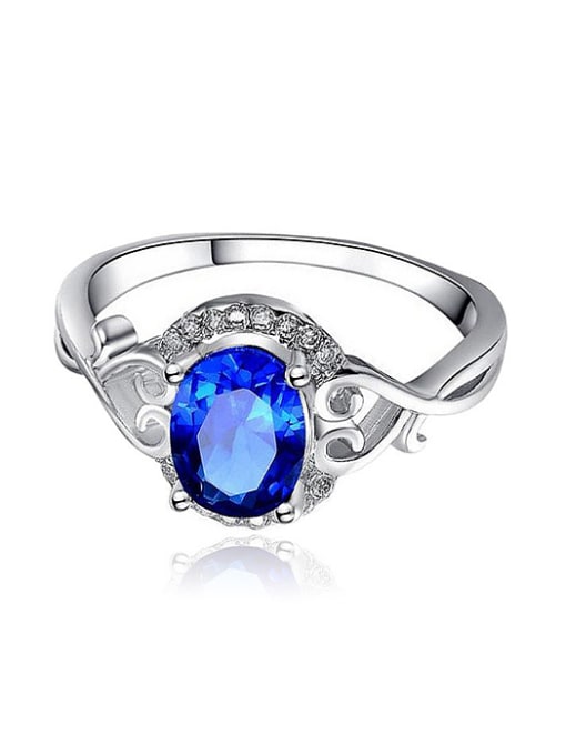 KENYON Fashion Oval Blue Zircon Copper Ring 2