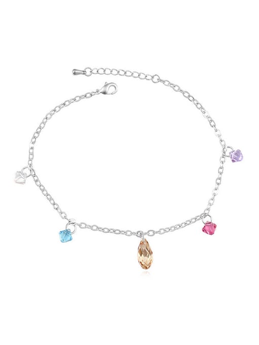 QIANZI Simple Colorful austrian Crystals Alloy Anklet