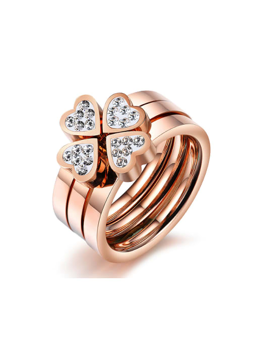 Open Sky Fashion Rhinestones Heart shaped Titanium Combined Ring 0