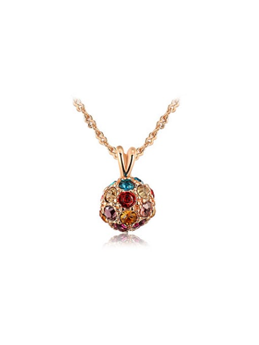 Rose Gold High-quality Colorful Ball Shaped Austria Crystal Necklace