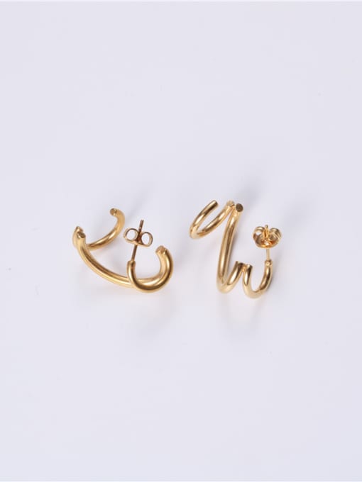 GROSE Titanium With Gold Plated Personality Irregular Stud Earrings 2
