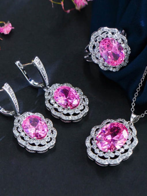 L.WIN Copper inlaid AAA Zircon Earrings Necklace 3 piece jewelry set 3