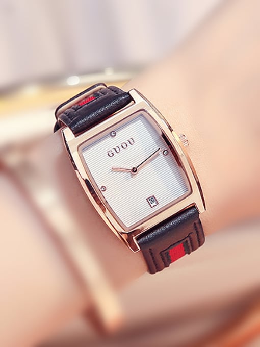 GUOU Watches 2018 GUOU Brand Simple Square Numberless Watch 0