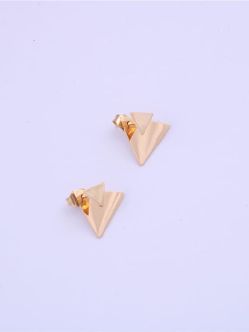 GROSE Titanium With Gold Plated Simplistic Triangle Stud Earrings 4