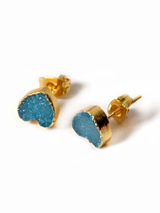 Blue Fashion Tiny Heart shaped Natural Crystal Stud Earrings