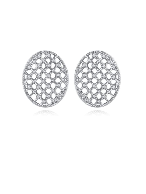 BLING SU Copper With Platinum Plated Personality Oval Stud Earrings 0