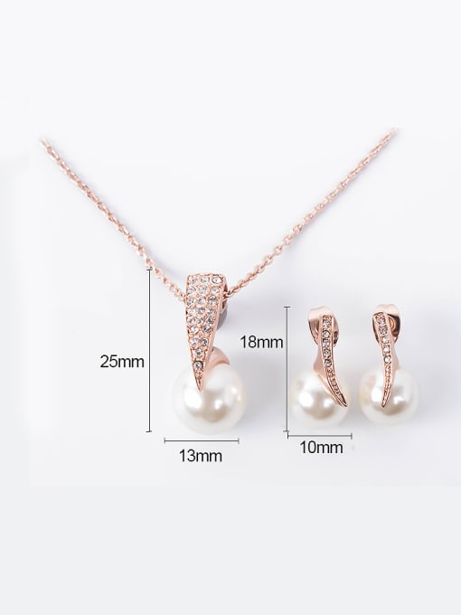 BESTIE Alloy Rose Gold Plated Fashion Pearl Two Pieces Jewelry Set 2