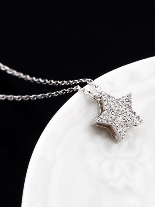 OUXI 925 Sterling Silver Star Shaped Zircon Necklace 2