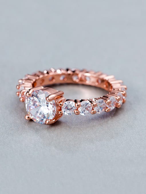 UNIENO Rose Gold Plated Zircon Ring 0