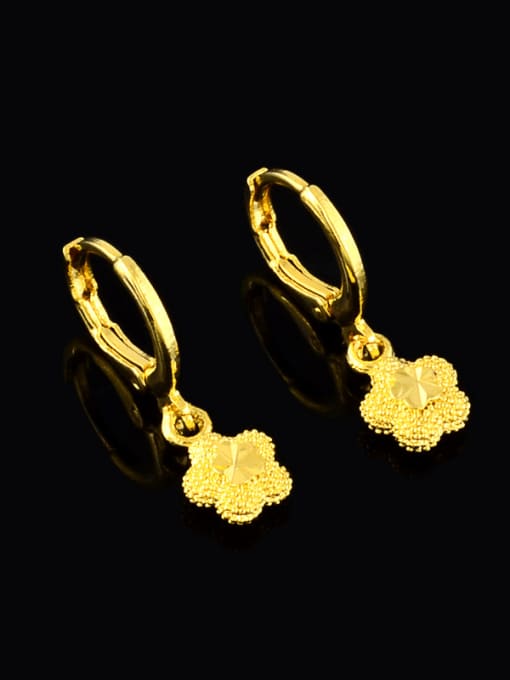 Yi Heng Da Women Exquisite Flower Shaped Gold Plated Drop Earrings 1