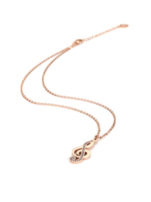 JINDING Fashion Style Titanium Steel Rose Gold Note Necklace 3