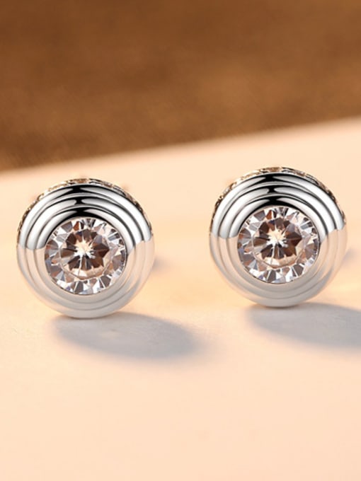 White Sterling Silver grade AAA zircon Stud Earrings