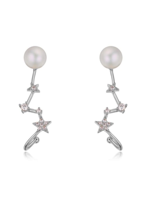 platinum Fashion AAA Zirconias-studded Star Imitation Pearls Alloy Stud Earrings