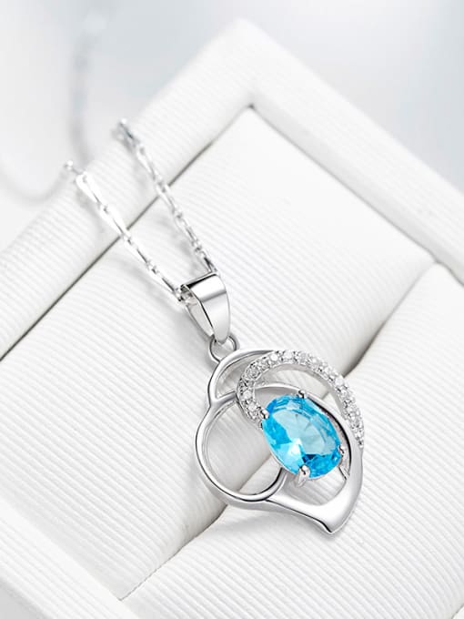 Blue 925 Silver austrian Zircon Necklace
