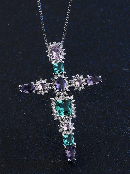 ROSS Copper With  Glass stone Fashion Cross Necklaces 3