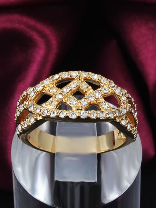 SANTIAGO Trendy 18K Gold Plated Geometric 4A Zircon Ring 1