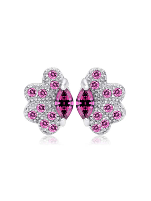 kwan Small Flower Pink Zircons Fashion Stud Earrings 0