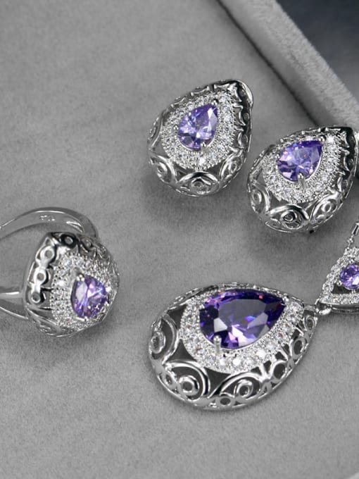 Violet Ring 9 Yards Retro Wedding Accessories Color Jewelry Set