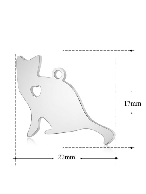 XT440-cat Stainless Steel With Silver Plated Cute Animal Charms