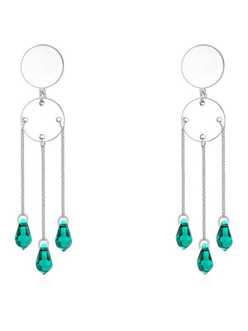 Green Water Drop austrian Crystals Alloy Drop Earrings