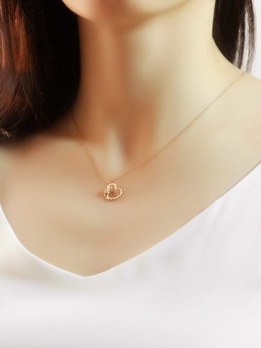 Open Sky Stainless Steel With Rose Gold Plated Fashion Frosted little butterfly Heart Necklaces 1