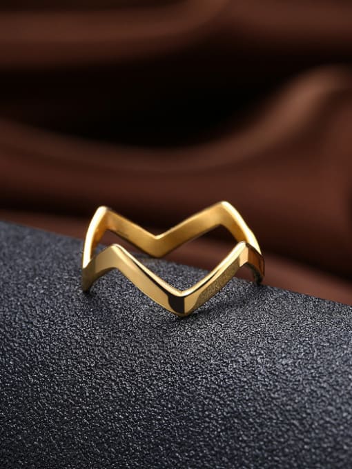 OUXI 18K Rose Gold Titanium Geometric Shaped Ring 1
